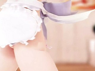 섹시한 앞치마만 입고 춤추는 츠이나짱(3D HENTAI)