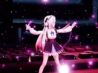 キュートなダンス + 徐々に脱衣 (3D HENTAI)
